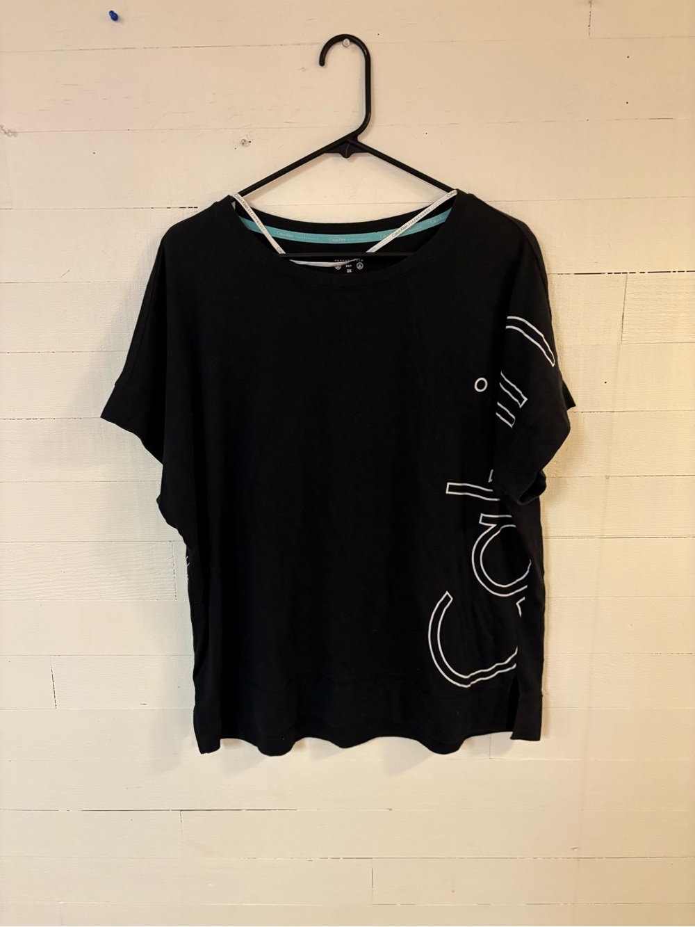 Calvin Klein Performance Black Logo Dolman Top Womens 2X Athleisure